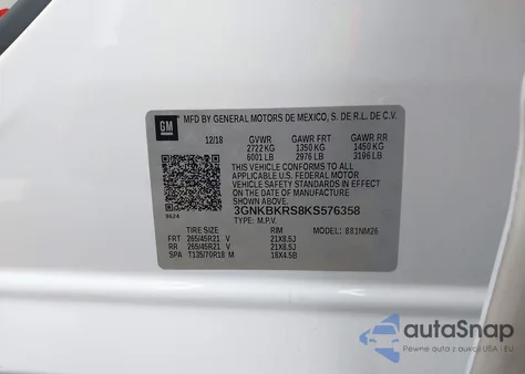 2019 Chevrolet Blazer Premier z USA, uszkodzony, nr VIN 3GNKBKRS8KS576358